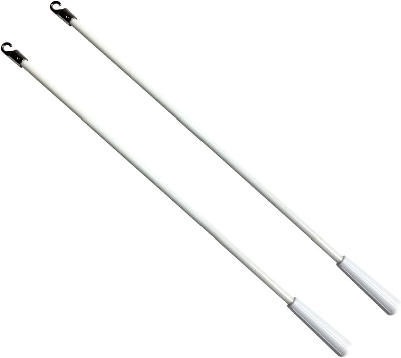 YCUHEN 2Pcs Blinds 36Inch Long White Vertical Window Blind Tilt Wand Fiberglass Blind Replacement Parts with Hook and Handle for Windows Curtain Door - Image 1
